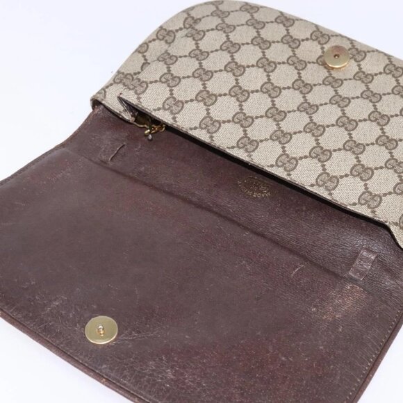 GUCCI GG Supreme Clutch Bag PVC Beige Gold Auth 148253 - Picture 10 of 16
